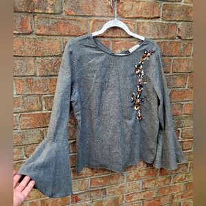 Philosophy Women's Gray Bell Sleeve  Top